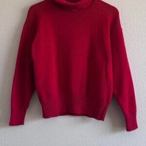 Vintage Red Turtleneck Knit Sweater